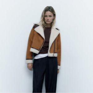 ZARA BROWN DOUBLE-SIDED CROPPED JACKET 6318/237